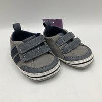Size 0-6m: Ro+Me Grey Velcro Strap Soft Soled Shoes