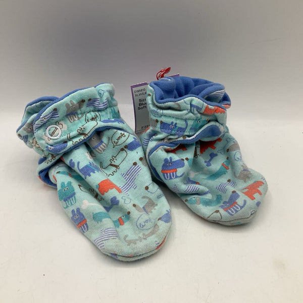 Size 18m: Zutano Blue Animal Print Soft Baby Booties