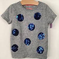 Size 4-5: Mini Boden Grey/Blue Sequin Dots T-Shirt