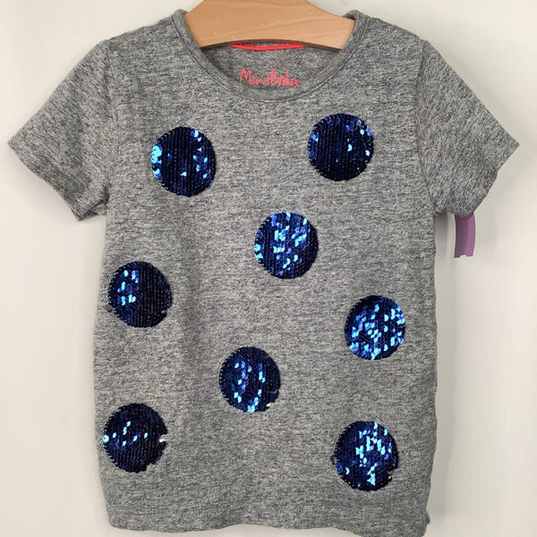 Size 4-5: Mini Boden Grey/Blue Sequin Dots T-Shirt