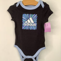 Size 0-6m: Adidas Black/Silver/Blue Onesie