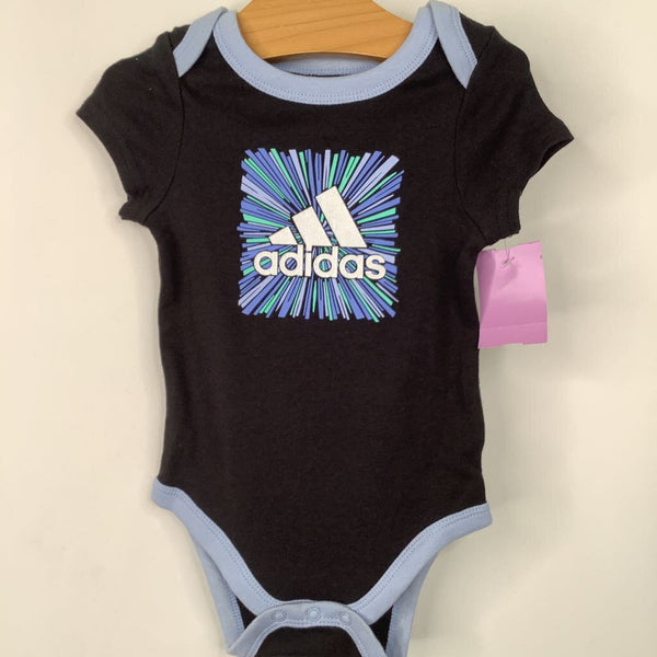 Size 0-6m: Adidas Black/Silver/Blue Onesie