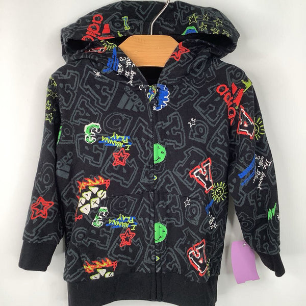 Size 12m: Adidas Black Zip Up Hoodie Jacket