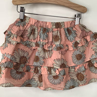 Size 5: Posh Peanut Pink Floral Ruffled Skirt