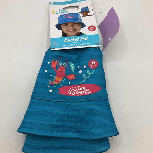 Size 3: Sun Smart Blue Lobster UPF 50+ Bucket Hat NEW w/Tags