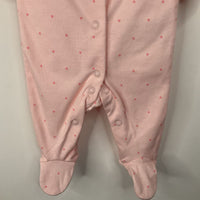 Size 3-6m: Next Baby Pink Heart Pattern 1pc Footed Pjs