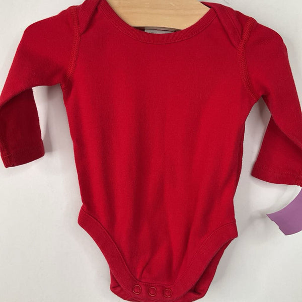 Size 0-3m (50): Hanna Andersson Red Long Sleeve Onesie