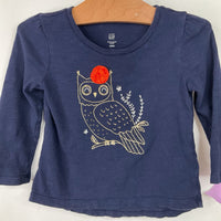 Size 18-24: Baby GAP Navy Owl Long Sleeve Shirt