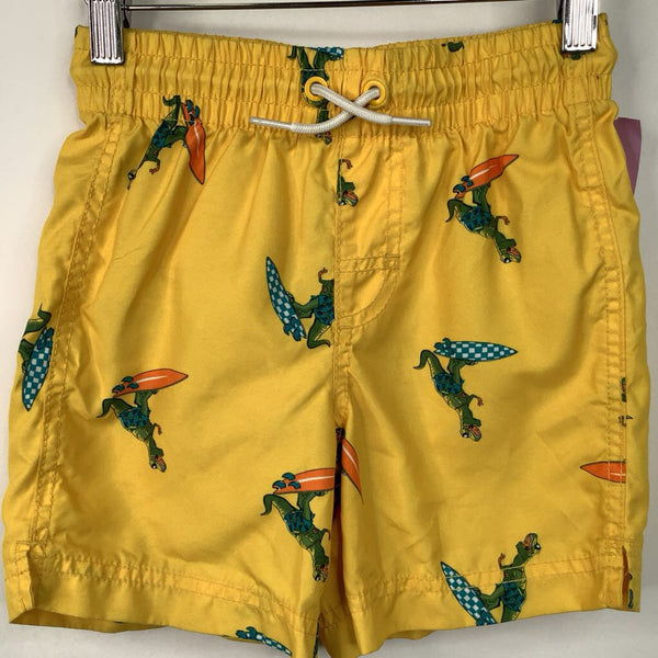 Size 6-7: Old Navy Yellow Surfing Dinosaur Swim Trunks