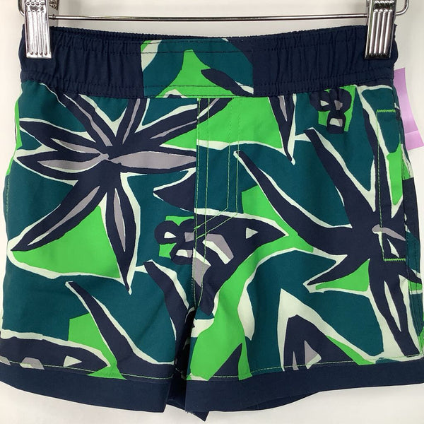 Size 3: Columbia Blue/Green Abstract Patterned Swim Shorts