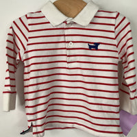 Size 6m: Bout'Chou Bio Red/White Striped Collared Long Sleeve Shirt