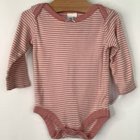 Size 3-6m: Baby Boden Pink Striped Long Sleeve Onesie