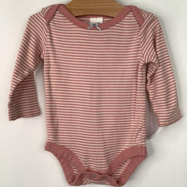 Size 3-6m: Baby Boden Pink Striped Long Sleeve Onesie