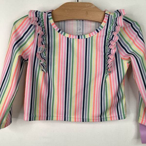 Size 18-24m: Baby GAP Colorful Striped Ruffle Long Sleeve Swim Shirt