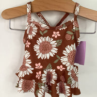 Size NB: Carter's Brown Floral 2pc Strappy Swim Suit