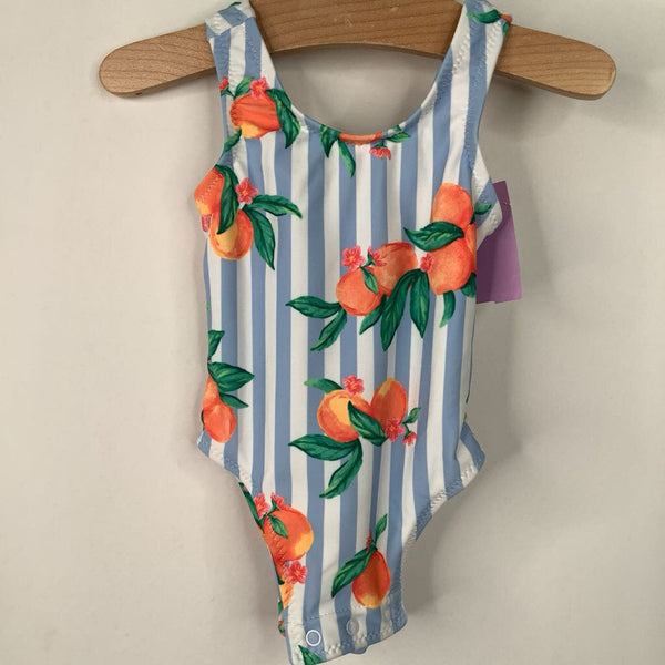 Size 0-3: Old Navy Blue Striped Peach 1pc Strappy Swim Suit