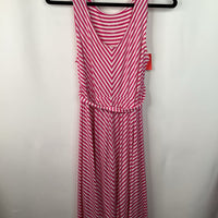 Size M: Isabel Maternity Pink/White Striped Tank Dress