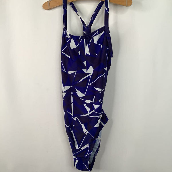 Size 9-10: Arena Navy/Blue/White 1pc Swim Suit