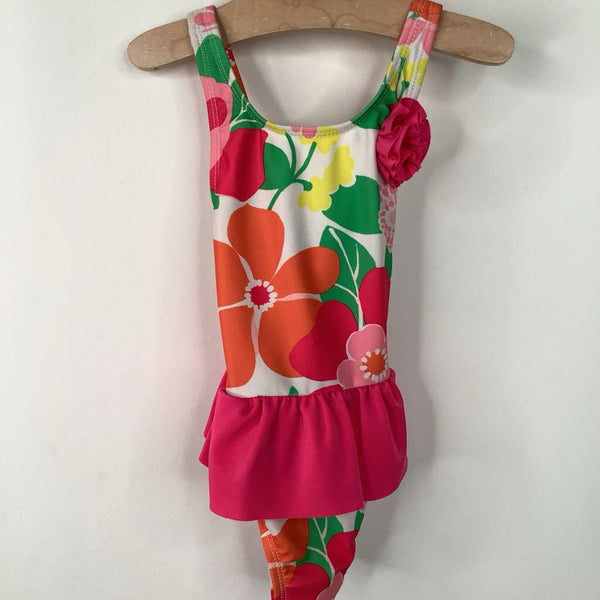 Size 12-18m: Gymboree Pink/Colorful Floral 1pc Swimsuit