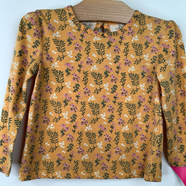 Size 2: Bcbg Girls Yellow/Pink Floral Long Sleeve Shirt