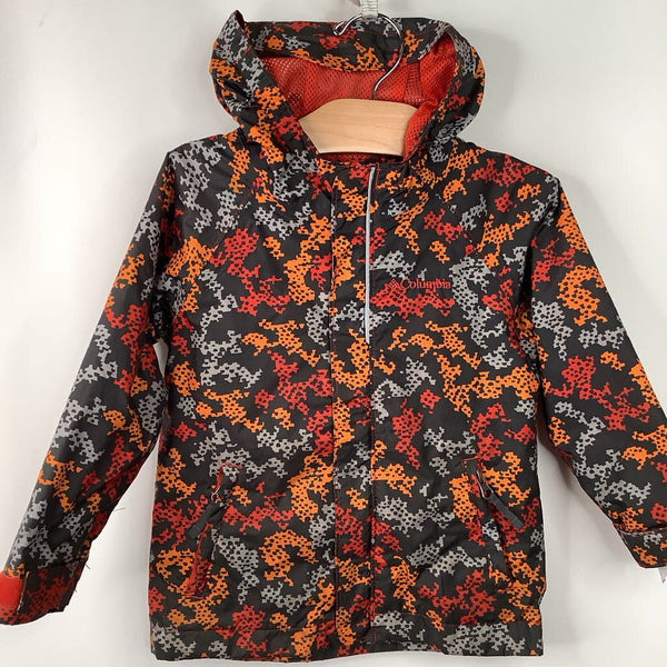 Size 3: Columbia Grey/Orange/Red Zip-Up Rain Coat