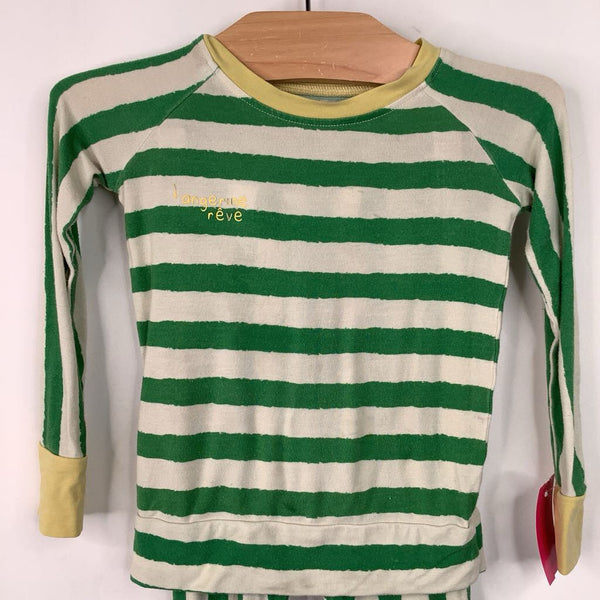 Size 18-24m: Tangerine Reve Green/White Striped 2pc PJs