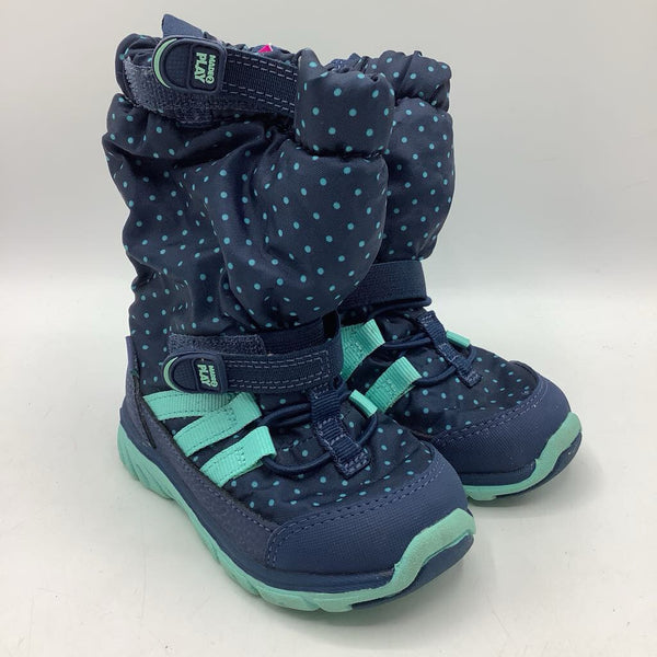 Size 6m: Stride Rite Blue Polka Dots Velcro Strap Snow Boots