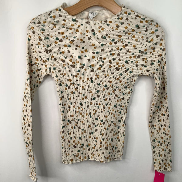 Size 13-14: Zara Creme/Yellow/Green Floral Long Sleeve Shirt