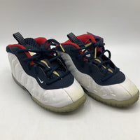 Size 9: Nike Little Posite One White/Navy/Red Sneakers