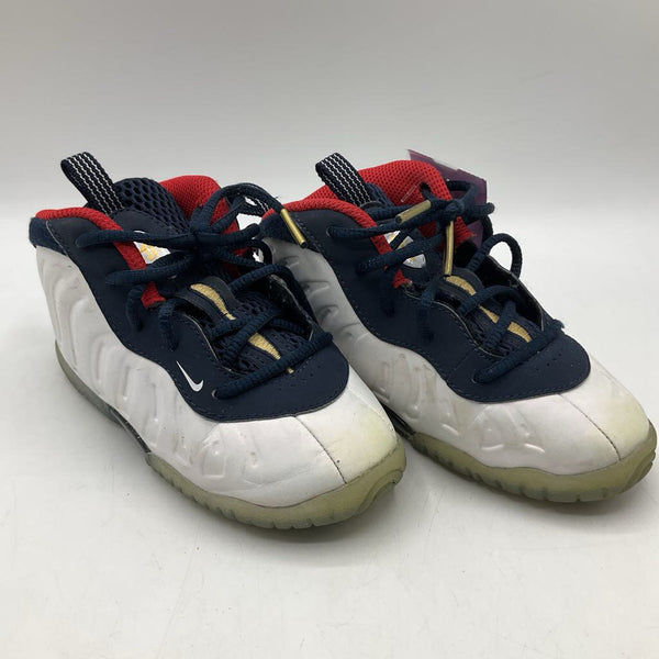Size 9: Nike Little Posite One White/Navy/Red Sneakers