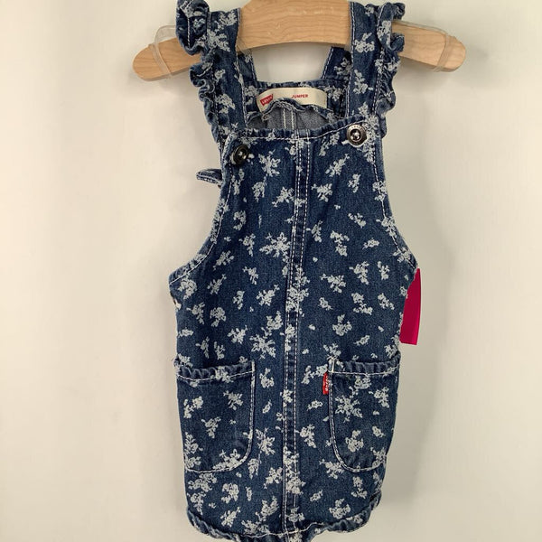 Size 12m: Levi Blue Floral Overall Dress
