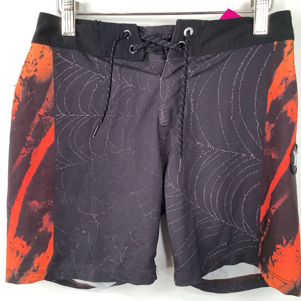 Size 8: Hurley Black/Red Drawstring Swim Trunks