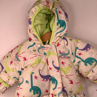 Size 3-6m: Columbia Creme Neon Colorful Dino 60% Down Zip-Up Bunting