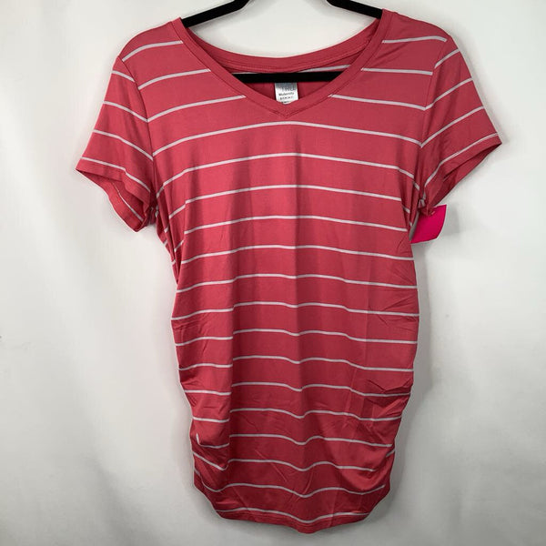 Size S: Time & Tru Pink/White Striped T-Shirt