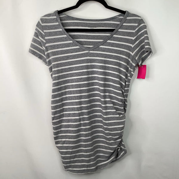 Size S: Motherhood Grey/White Striped T-Shirt