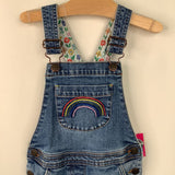 Size 3-4: Boden Blue Embroidered Rainbow Overalls