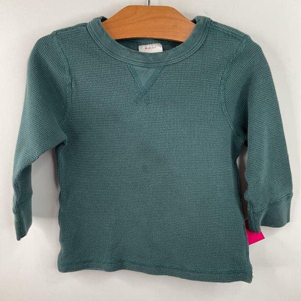 Size 3 (90): Hanna Andersson Green Waffle Textured Long Sleeve Shirt