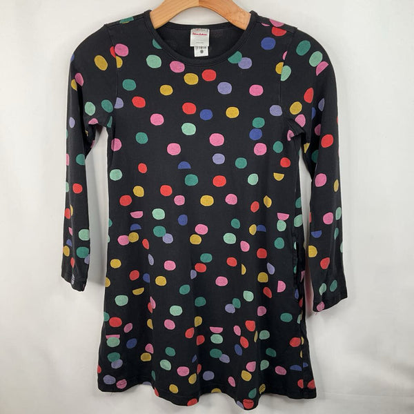 Size 8 (130): Hanna Andersson Black/Colorful Polka Dots Long Sleeve Dress