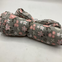 Grey/Pink Flower Swaddle Blanket