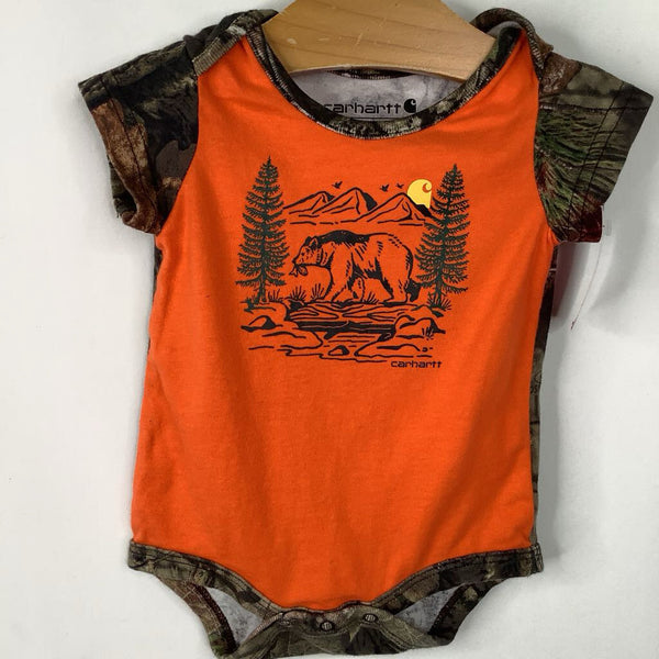 Size 3m: Carhartt Orange/Camo Bear Print Onesie