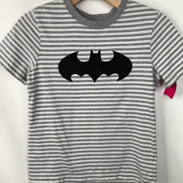 Size 10 (140): Hanna Andersson Grey/White Stripe Batman T-Shirt