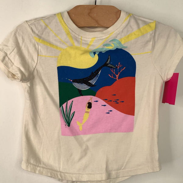 Size 2 (85): Hanna Andersson Creme Colorful Ocean Graphic T-Shirt