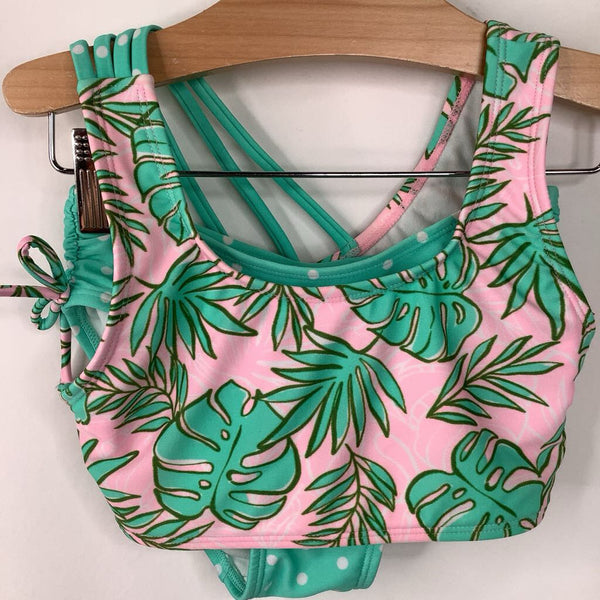 Size 5: Cat & Jack Pink/Teal Tropical Print 2pc Swim Suit
