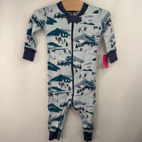 Size 12-18m (75): Hanna Andersson Blue Winter Scene 1pc Pjs