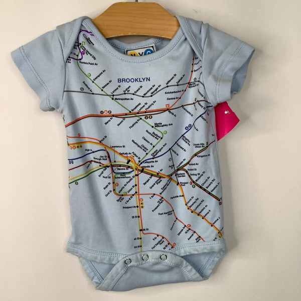 Size 12m: NYC Brooklyn Blue Street Map Onesie