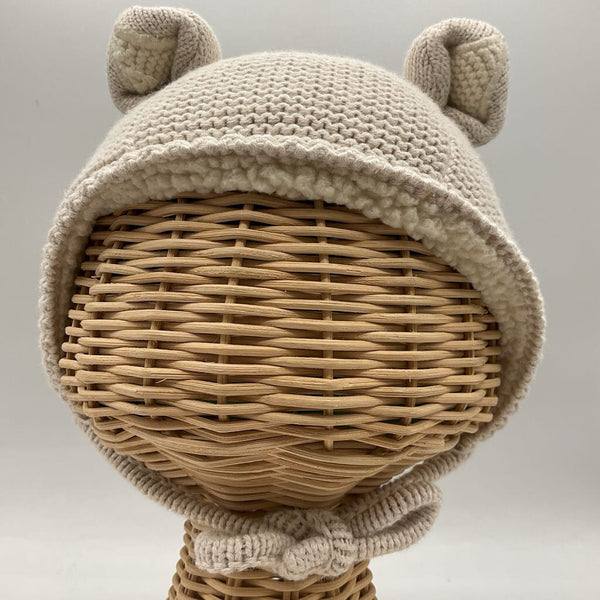Size XS (NB): Hanna Andersson Grey Sherpa Lined Teddy Ear Knit Bonnet