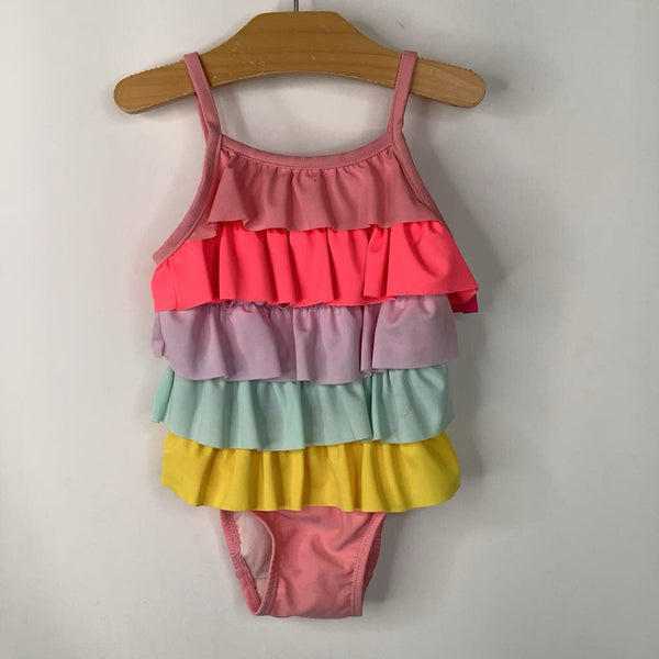 Size 12-18m: GAP Pink/Blue/Yellow Ruffled 1pc Swim Suit