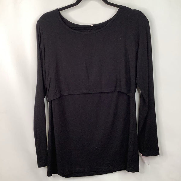 Size M: Black Breast-Feeding Long Sleeve Shirt