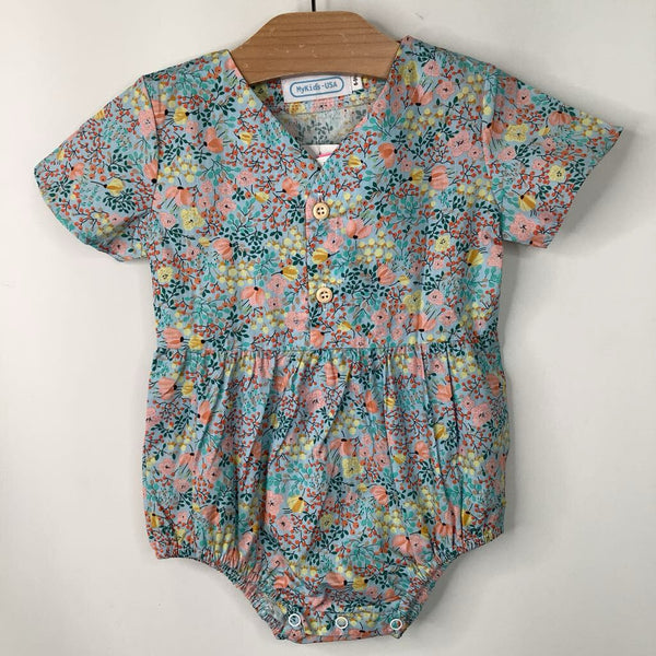 Size 6-9m: MyKids Blue/Pink/Yellow Floral Onsie NEW w/Tags