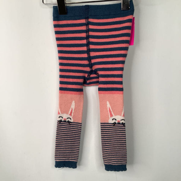 Size 6-12m (70): Hanna Andersson Blue/Pink Striped Bunny Cozy Pants